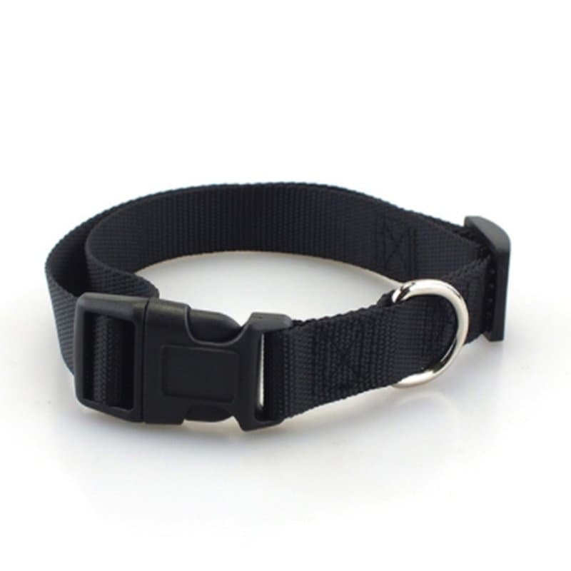 Plain Polyester Collar Nylon Pet Supplies - Black, L