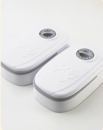 Automatic Pet Feeder Smart Food Dispenser For Cats Dogs Timer Stainless Steel Bowl Auto Dog Cat Pet Feeding Pets Supplies - Grey, Double meal