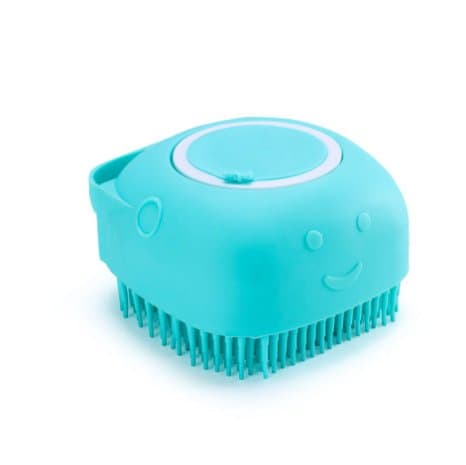 Silicone Dog Bath Massage Gloves Brush Pet Cat Bathroom Cleaning Tool Comb Brush For Dog Can Pour Shampoo Dog Grooming Supplies - Blue, square