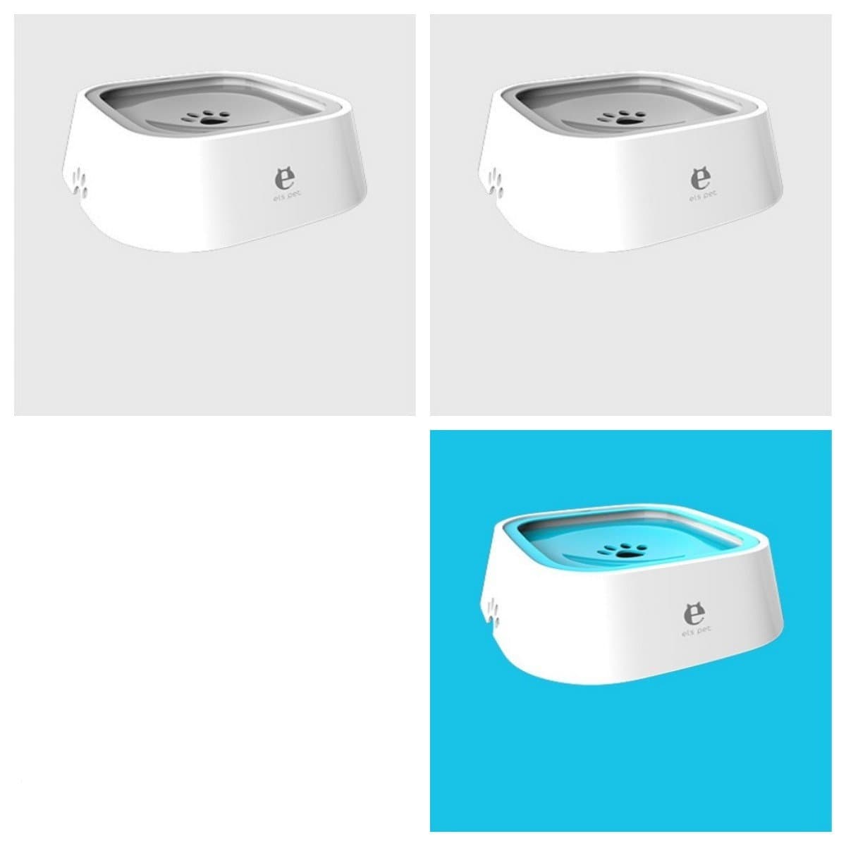 1.5L Cat Dog Water Bowl Carried Floating Bowl Anti-Overflow Slow Water Feeder Dispenser Pet Fountain ABS&PP Dog Supplies - 1Blue2Grey