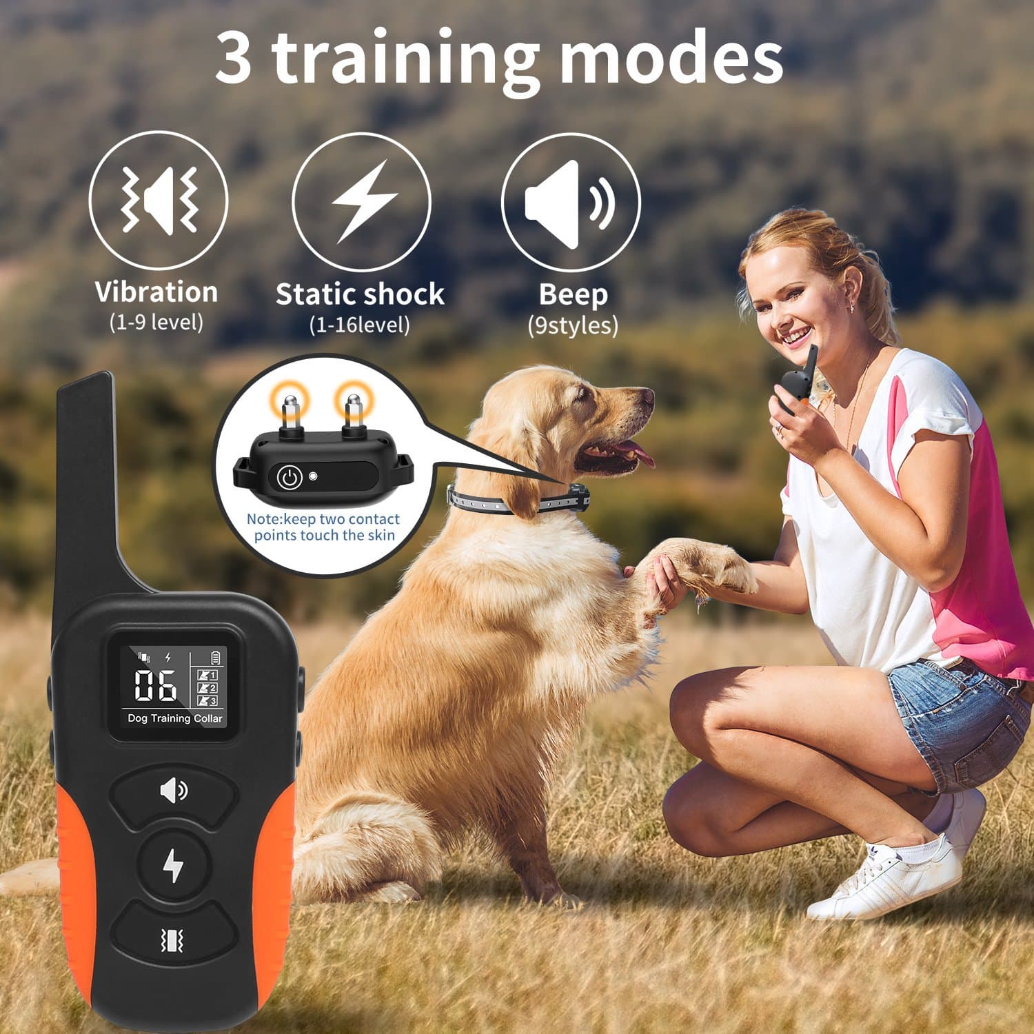 Waterproof Pet Remote Control Charging Customized Electric Training Dog Impact Pet Collar